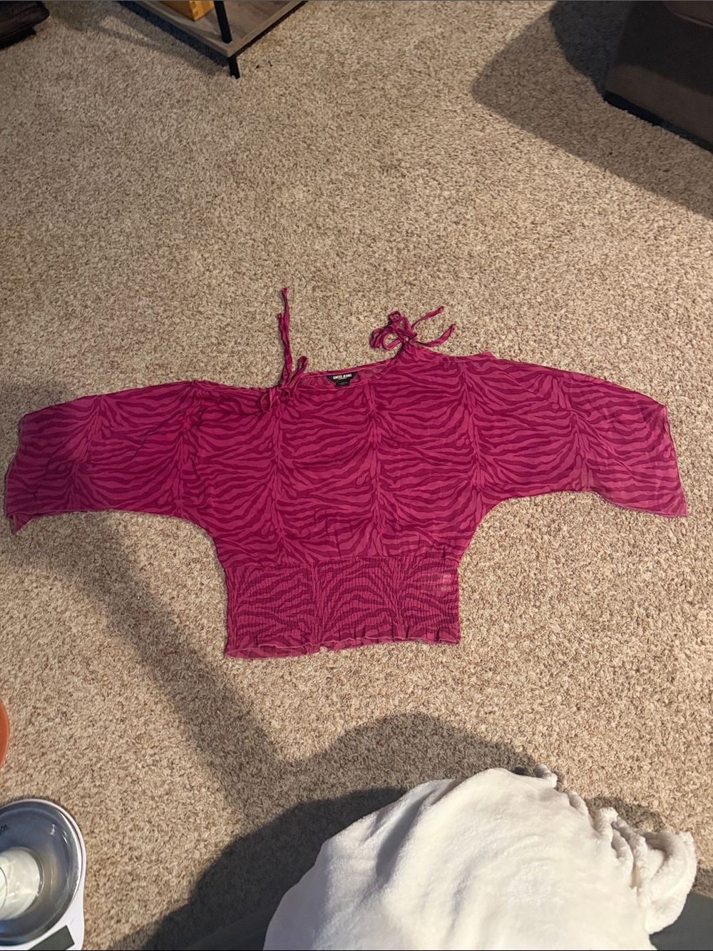 Women's Fuchsia Zebra-Print sheer Top